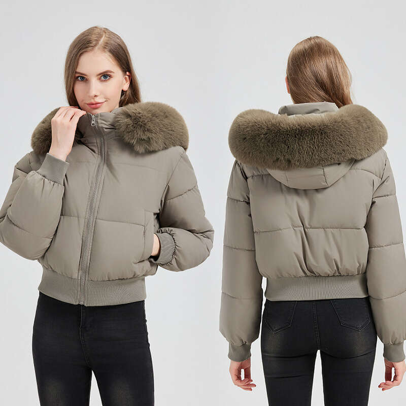 Winter Style Fur Collar Casual Versatile Jacket for Women, Short Warm Cotton Coat, New Hooded Outerwear