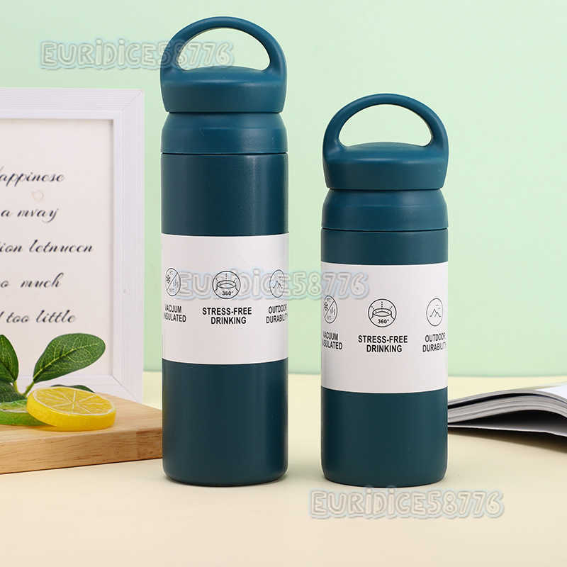 Minimalist Element Cup Handle 304 Stainless Steel Insulated Cup Frosted Doublelayer Men and Women Water Cup H250911