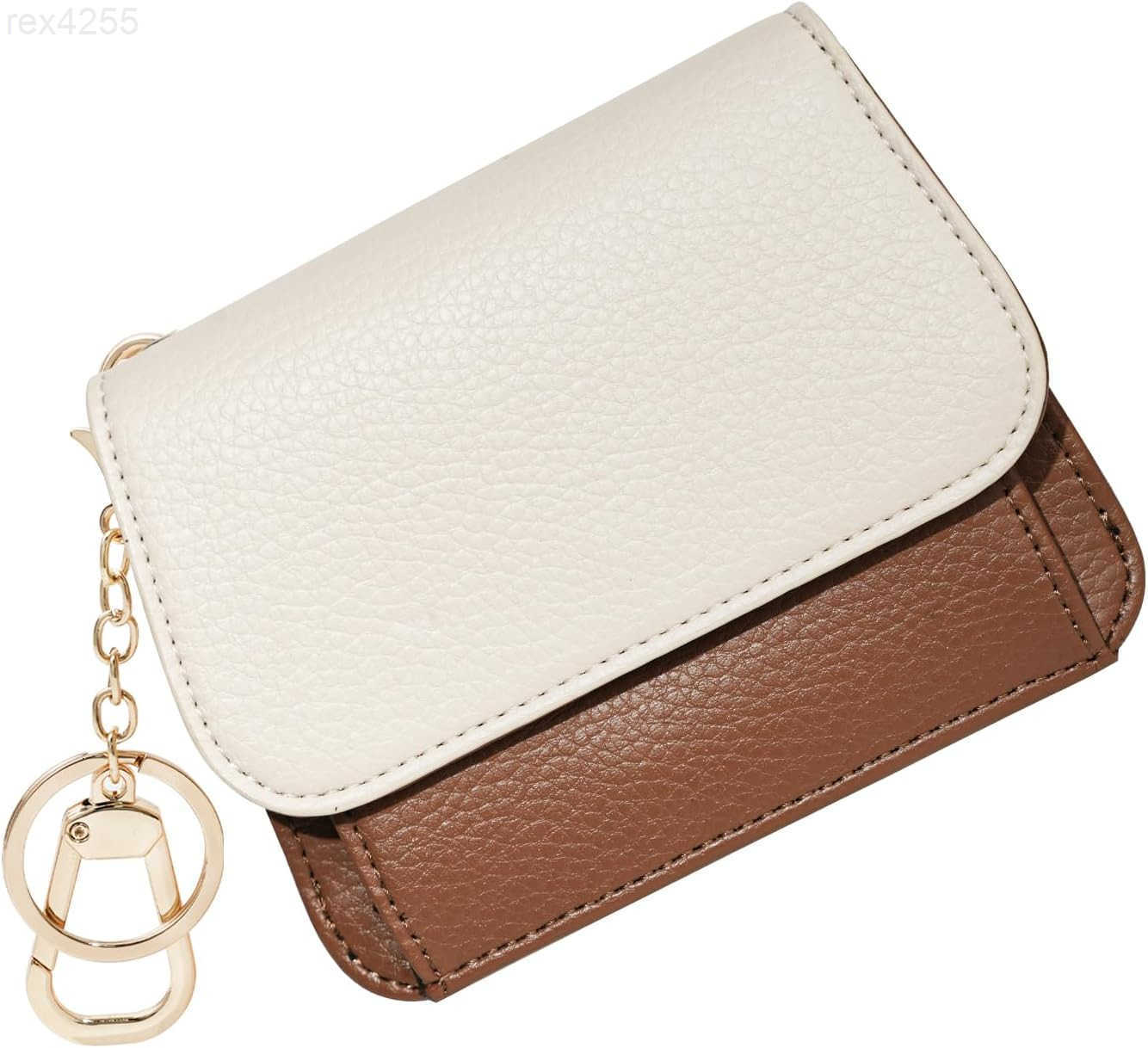 Small RFID Wallet for WomenSlim Wallet with Keychain TriFold Credit Card Holder Wallet with Zipper Coin Pocket and ID Window Mini Wallet for Travel or