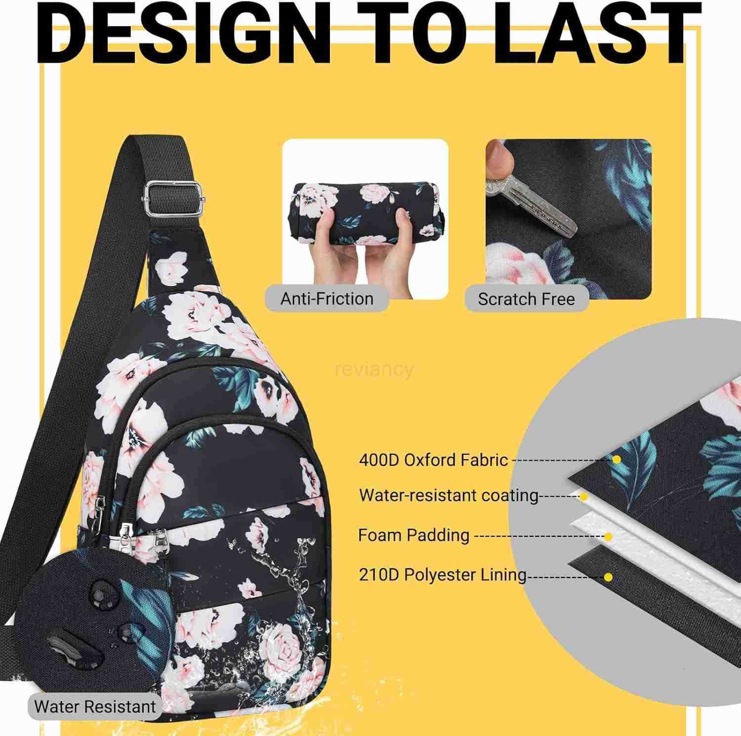 Crossbody Bags for Women Sling Bag for Men Small Hiking Backpack Anti Theft Lightweight for Outdoors Travel M BlackW250911