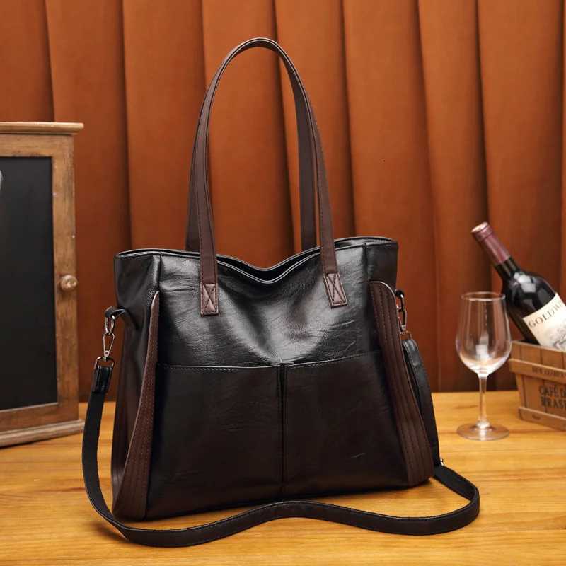 PU Leather Large Capacity Tote Bag Soft Leather Feel Fashionable Shoulder Bag Womens Crossbody Bag Ideal for Daily Use Z250911