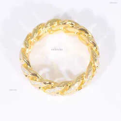 Custom Moissanite Cuban Ring S Sier with 2rows Hip Hop Mens White Gold Plated Vvs Dia Rings