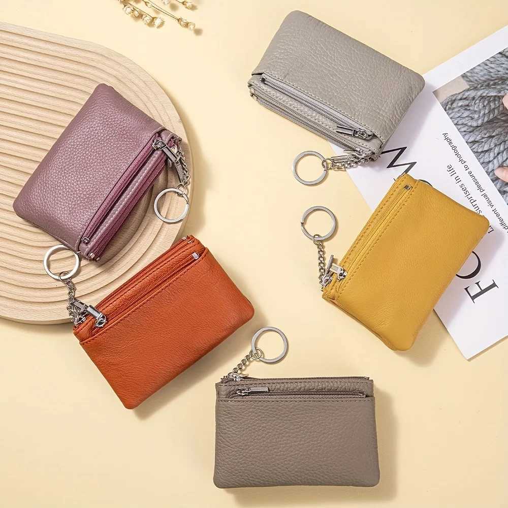 Hot sale Geniune Leather Ladys Coin Purses Short zipper Chain Wallets high quality Card Holders Small Mini Key Wallets Women W250911