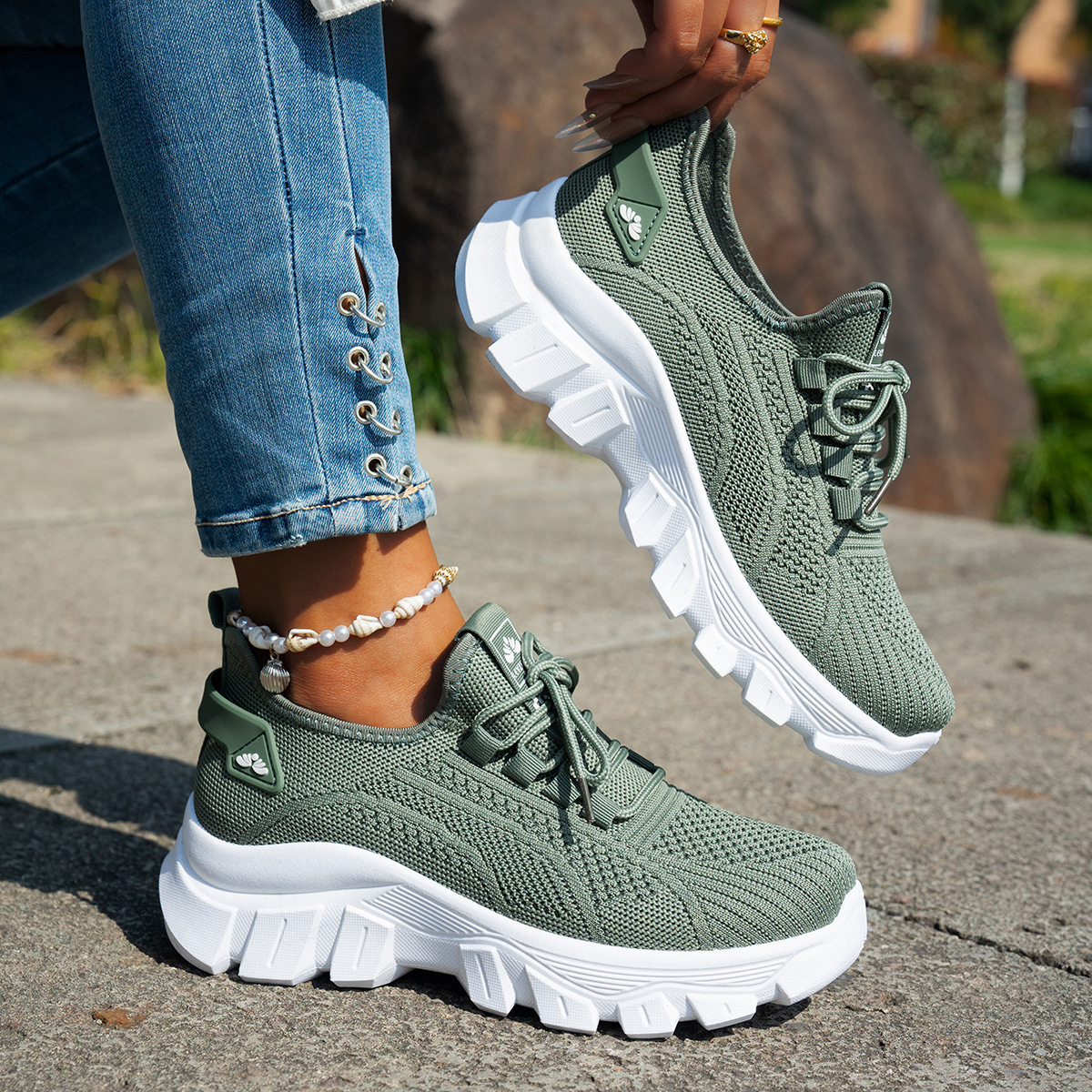 Autumn new designer shoes for women lightweight and breathable dad shoes plus size women's shoes breathable sports shoes