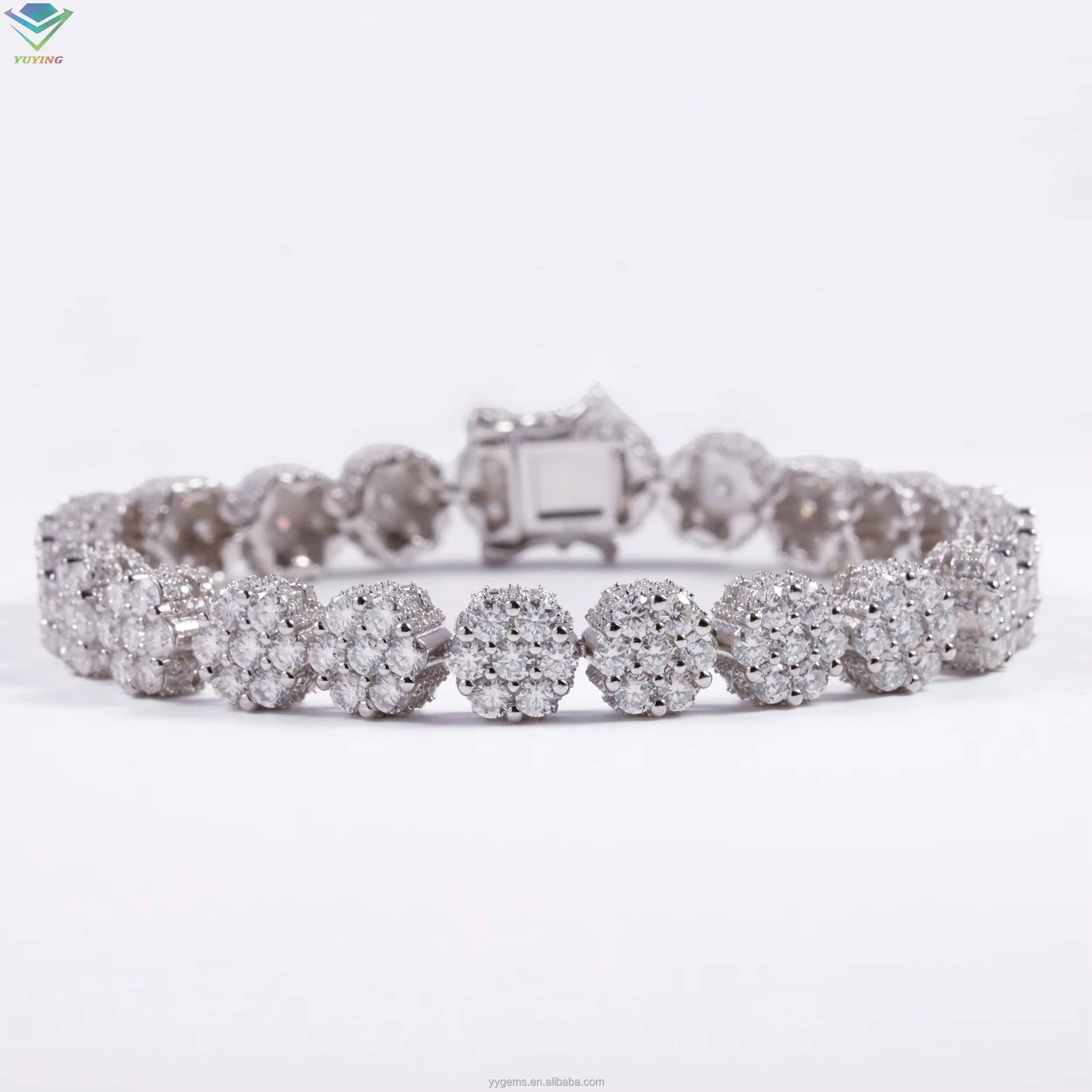 Diamond 925 Sterling Silver 10mm VVS Moissanite Diamonds Cuban Link Bracelet With GRA Certificate