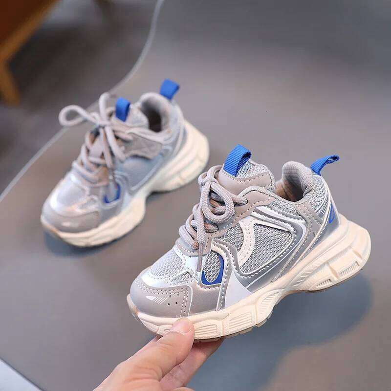 Spring and Autumn Children Sports Unisex Kids Sneakers Mesh Upper Breathable Basketball Shoes Tennis Casual Flats Footwear