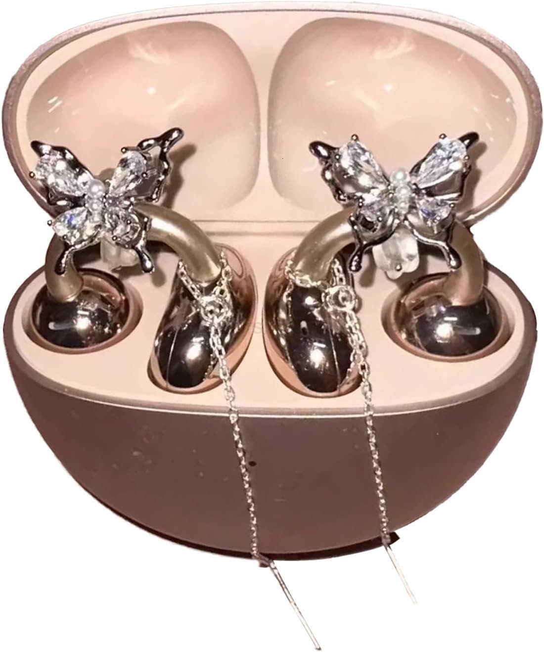 Rhinestone for Clip on Earbuds Open Ear Accessories Elegant Zirconia Decorative Earphone Accessories Removable Exquisite DIY Decoration ButterflyW2509