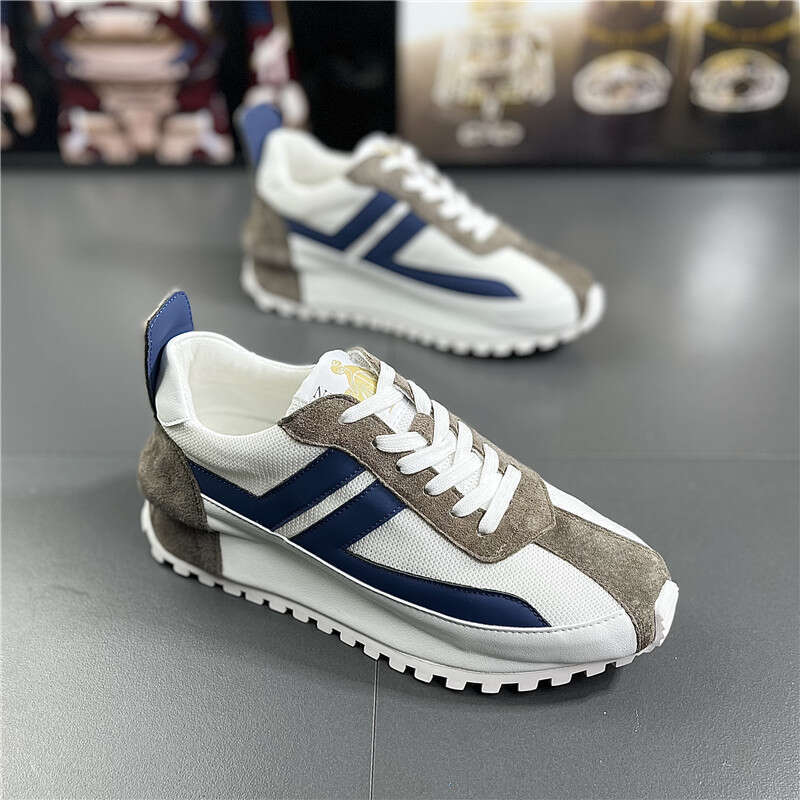 Men's Breathable Sports Casual Thick Sole Height Increasing Forrest Gump Trendy Fashion Versatile Mesh Color Block Shoes for Men