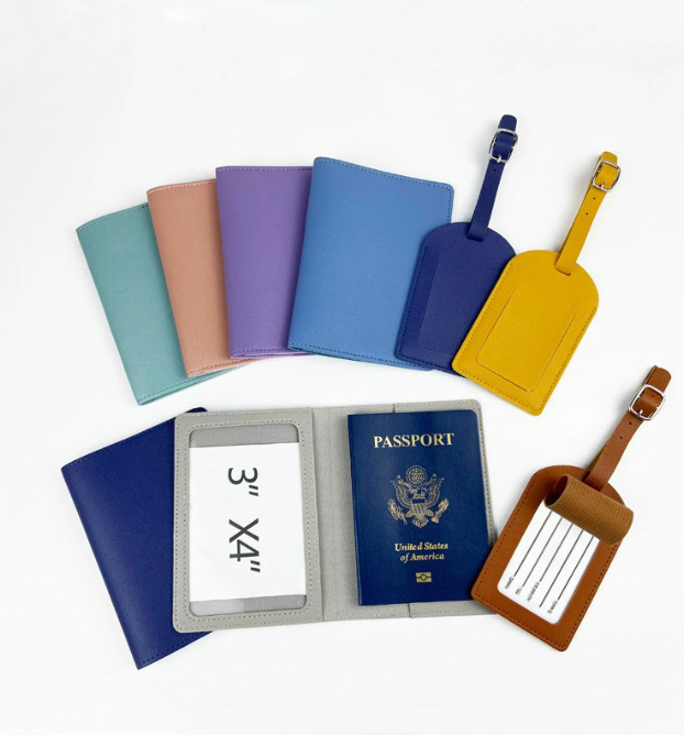 Free Monogrammed Initial Letters Gift Box Set Saffiano Leather Passport Holder Luggage Tag Passport Cover Travel Accessories 250121