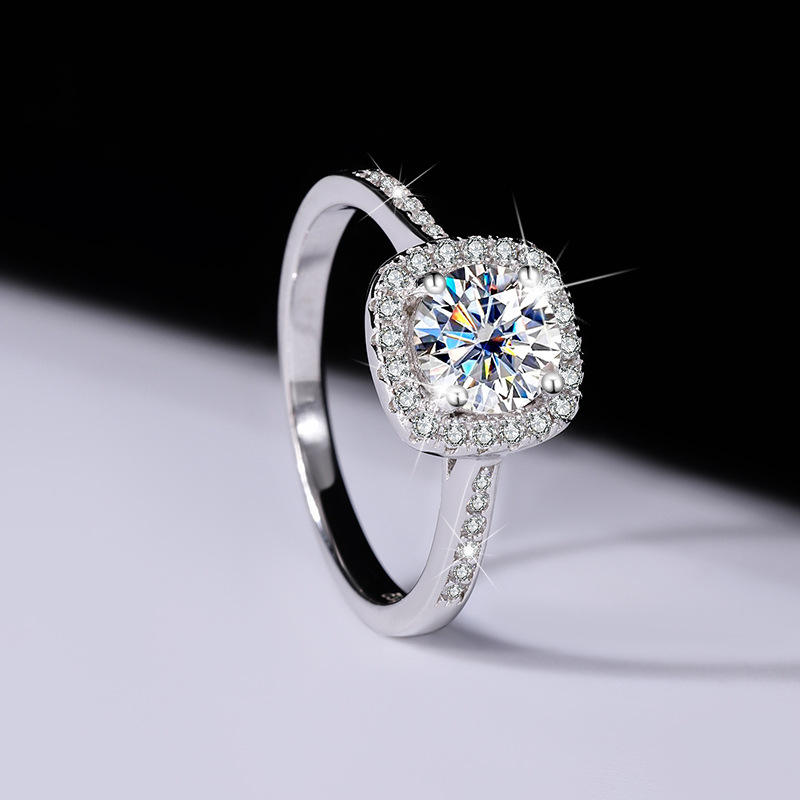 MT GRA Certificate 1 CT Moissanite Engagement Ring 925 Sterling Silver Birthstone Colors, Simulated Diamond Ring for Women, Wedding Ring Christmas Jew