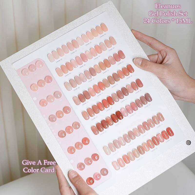 Eleanuos Pink Jelly Polishing 24Pcs Mixed Nude Lasting Translucent UV LED Whitening Salon Ice Skin Gel New Shining Kit