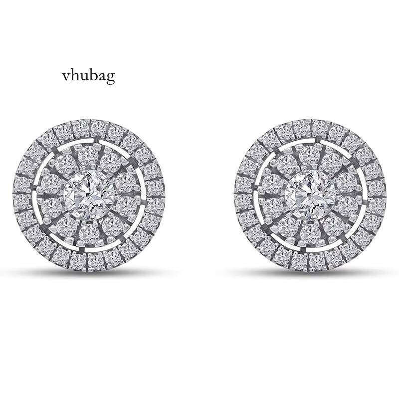 S VVS Moissanite Earrings for Men Sterling Sier Halo Cluster Stud Hip-hop Style with GRA Certificate Gift
