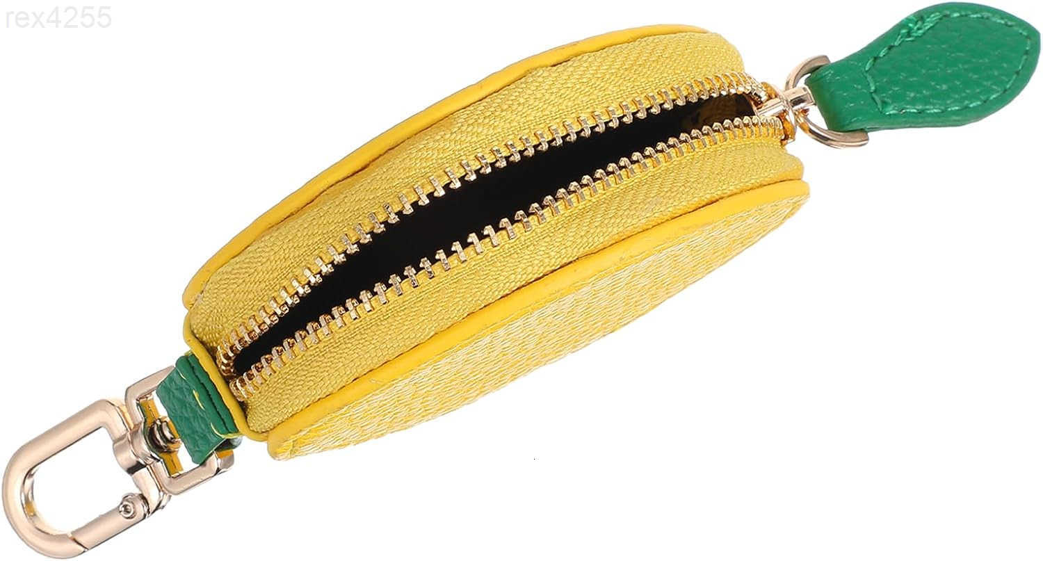 Lemon Shaped Mini Coin Purse with Keychain Leather Small Cute Coin Pouch for Women Mini Fruit Wallet Key ChainW250911