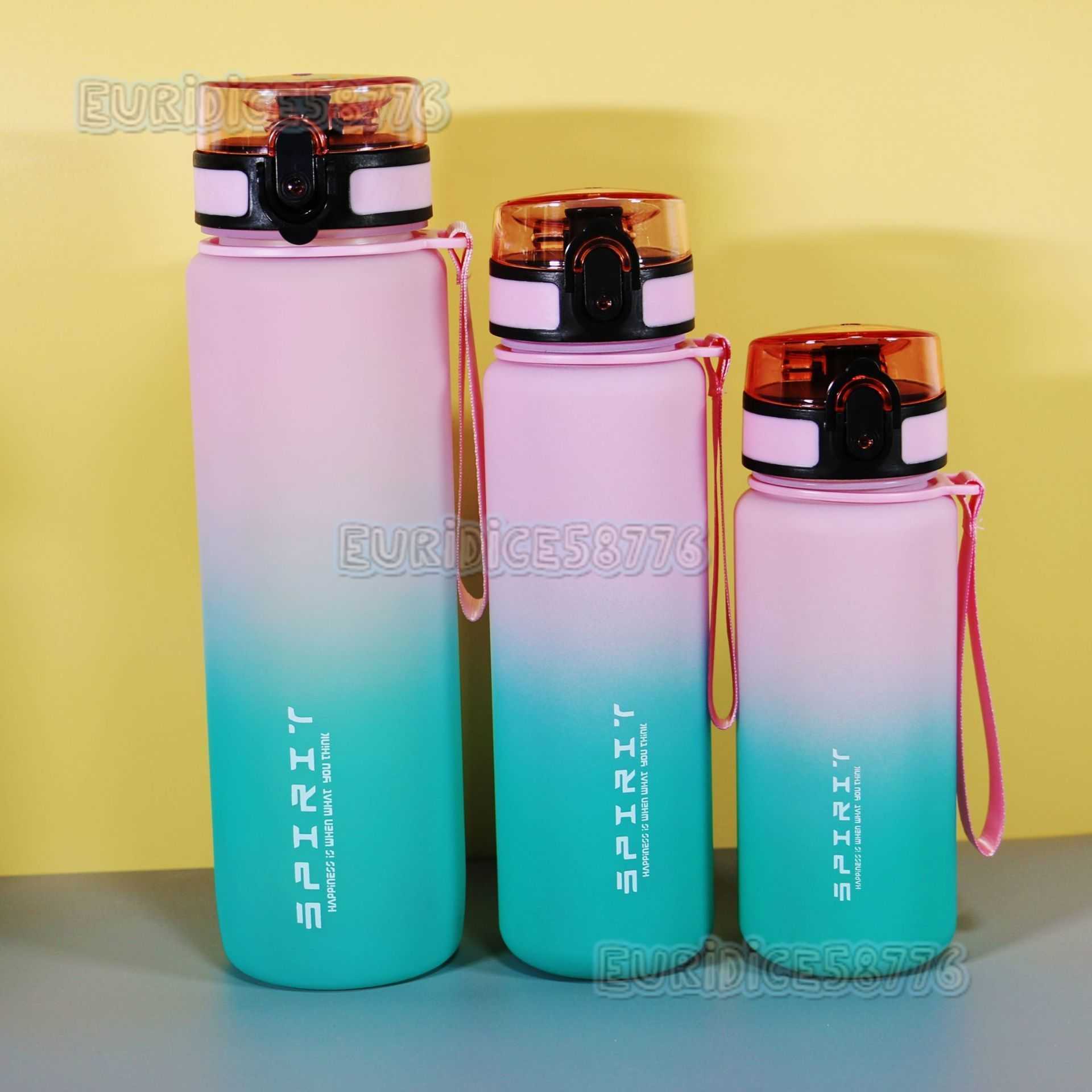 Gradient Portable Men and Women Students Sports Outdoor Large Capacity Water Bottle Plastic Water Cup Direct Drinking Multispecification Water Cup H25