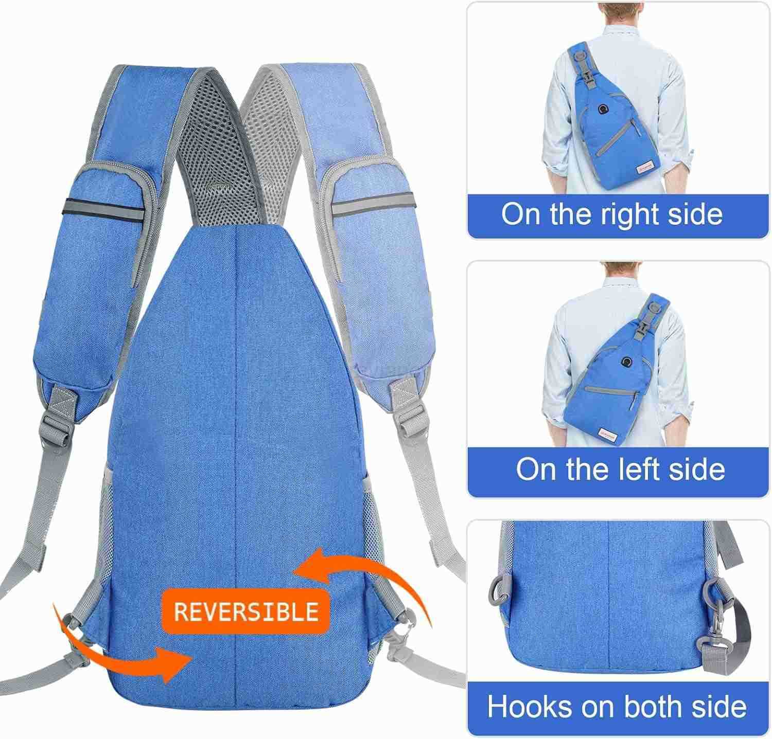 Sling BagSmall Crossbody Sling BackpackWater Resistant Shoulder Daypack for TravelAnti Thief Chest Bag for HikingBee BlueW250911