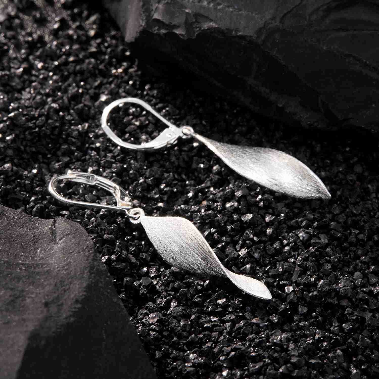 925 Sterling Silver Twisted Dangle Earrings for Women Hypoallergenic Handmade Earrings Spiral Leverback Drop Dangle Earrings Trendy for Women Jewelry 