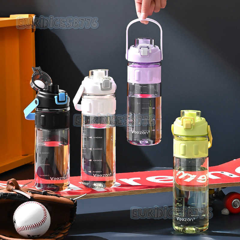 Sports Water Bottle for Adults Men and Women with Portable Handle Summer Outdoor Student Plastic Cup H250911