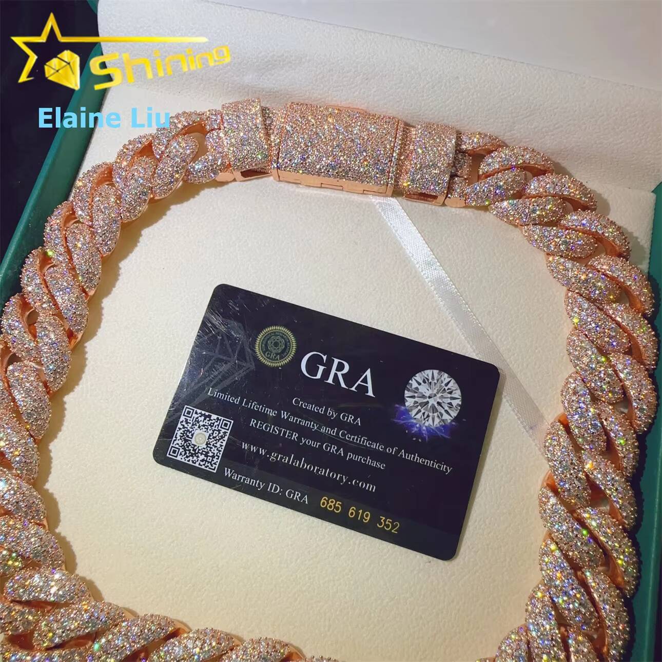 23mm Iced Out VVS Moissanite Diamond Sterling Silver 925 Hip Hop Jewelry Miami Cuban Link Chain Necklace