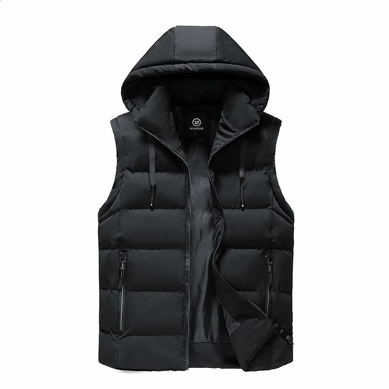 Hooded Down Vest Windproof Neck Warmth Practical Wear Simple n Solid Color Fashion Allpurpose Style Fabric Comfortable Coat 250911