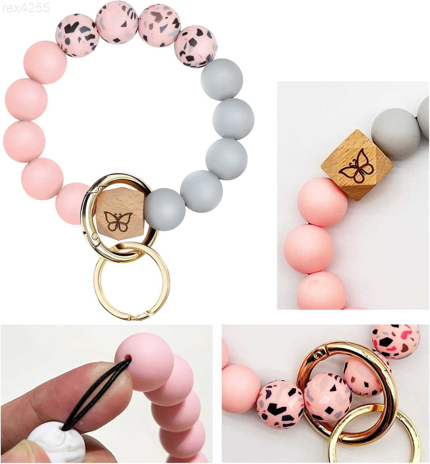 Keychain Bracelet Wristlet with Wallet Card Holder PocketTassel Keychain Bangle Key Ring for WomenW250911