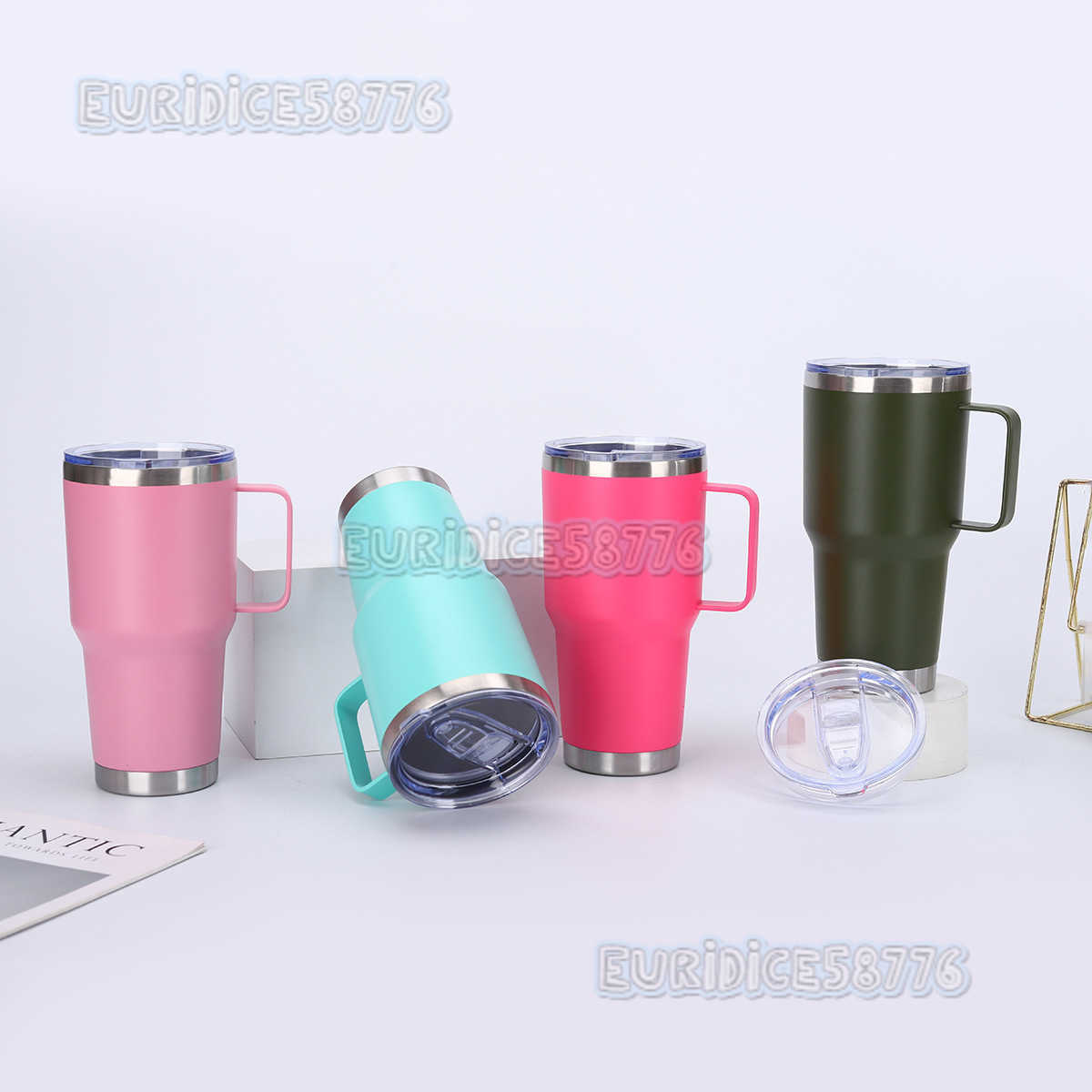 Handle Car Cup 304 Stainless Steel Doublelayer Insulated Cup Large Capacity Car Ice Cup H250911