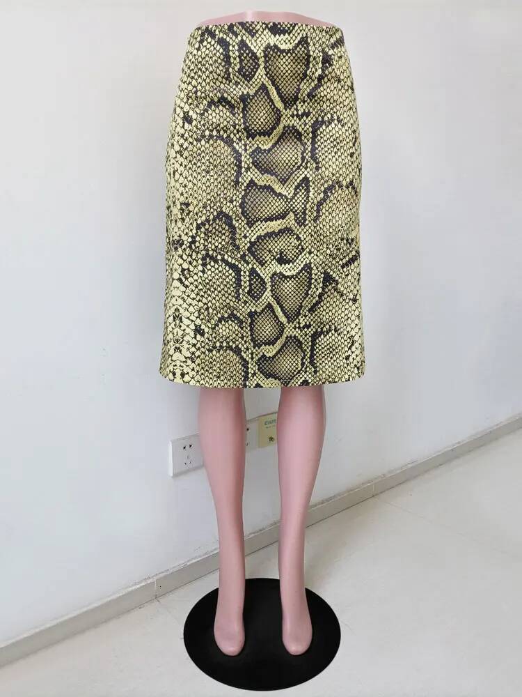 Tossy Snakeskin Printed Fashion Women's High Waist Slim Contrast Patchwork Commute Streetwear Female Vintage Y2k Skirt dongdumaoyi