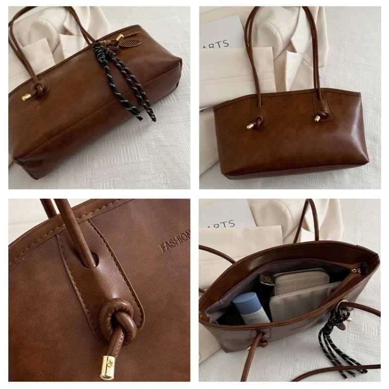 Y2K Trend PU Leather Work Shoulder Bag Large Capacity Simple Female Crossbody Bag Solid Color Commuting Bag Women Female W250911