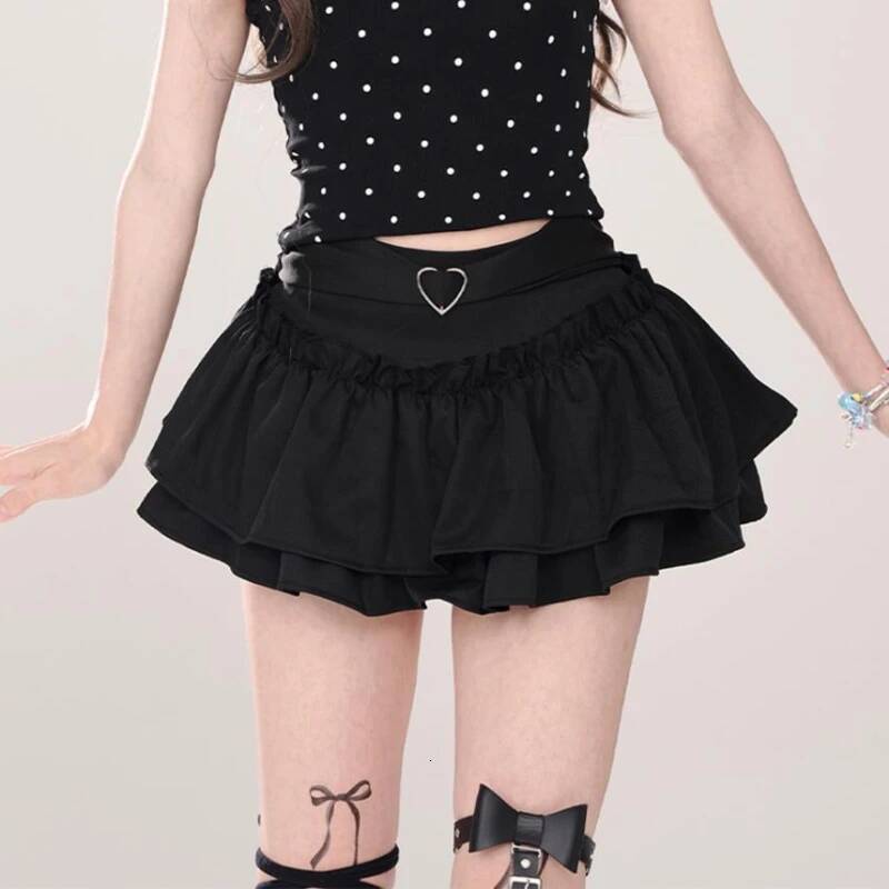 Skirts Women Ruffles A-line High Waist Chic Design Unique Korean Fashion Streetwear Gothic Summer Sweet Hot Girls Prevalent Y2k dongdumaoyi