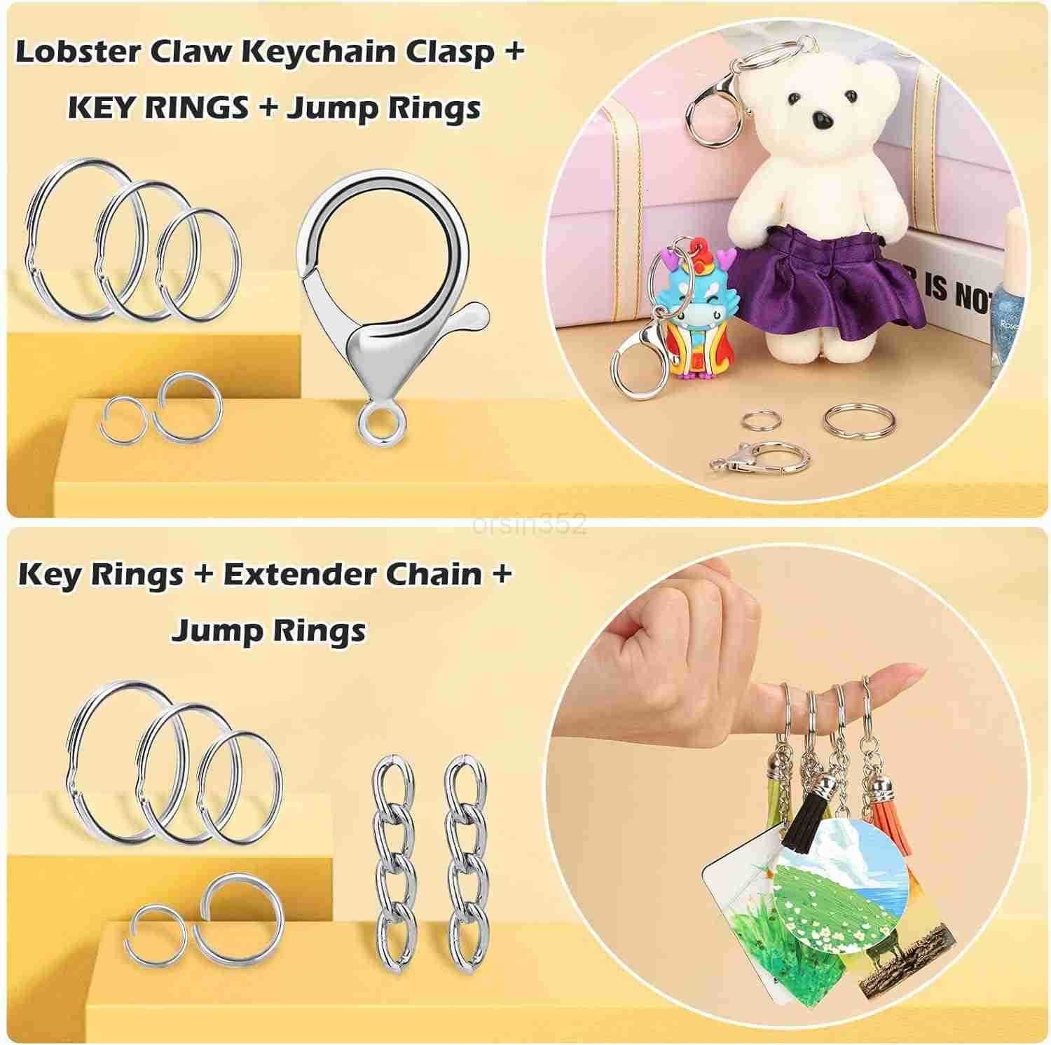 300PCS Keychain Making Kit Keychain Craft Supplies Including Key Chain Clips Lanyard Snap Hooks Key Rings and Jump Rings for Key Chain Making Purse Ma