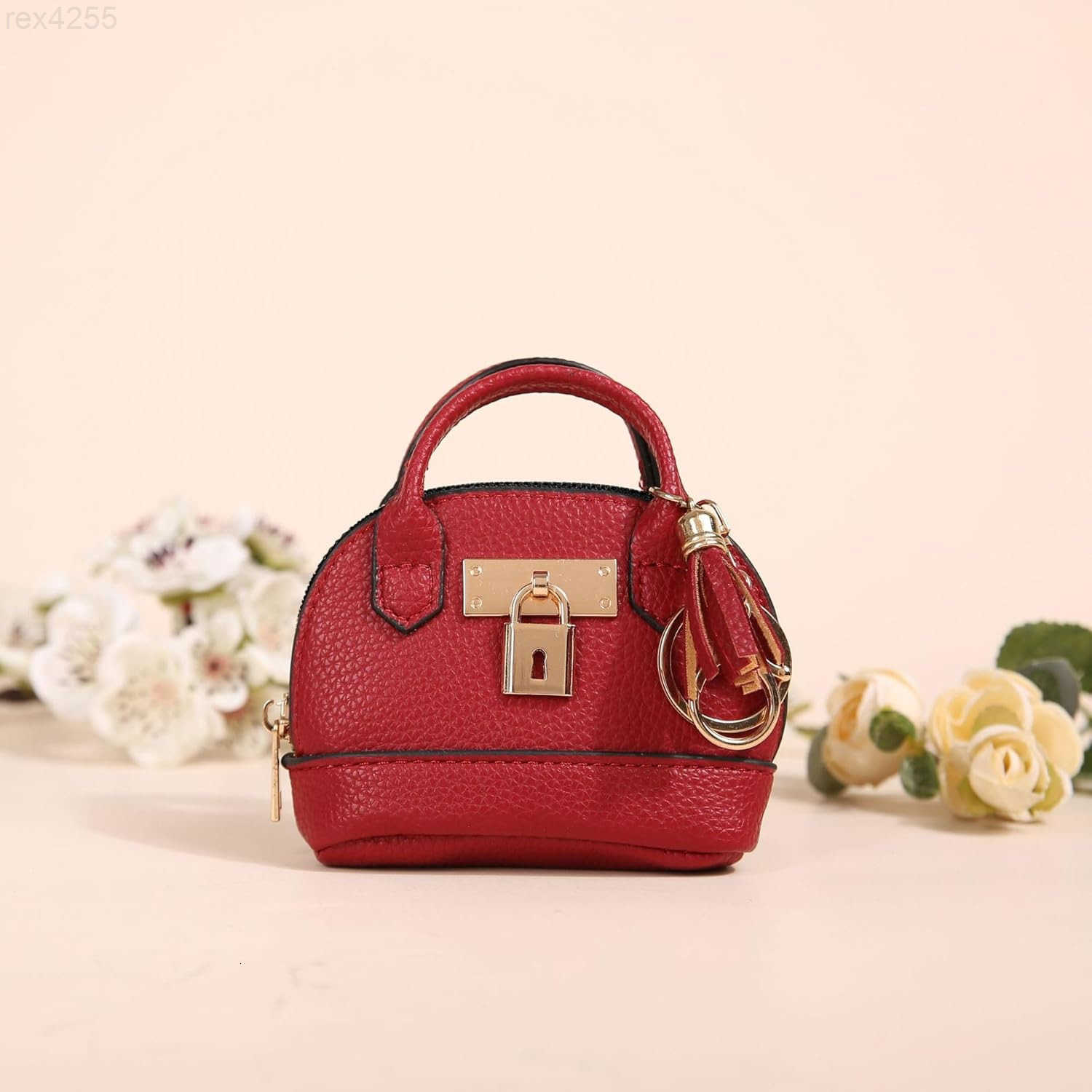 Mini Tote Purse Keychain Cute Tote Bag Coin Purse Keychain Mini Backpack Keychain Wallet PU Leather Deep BlueW250911