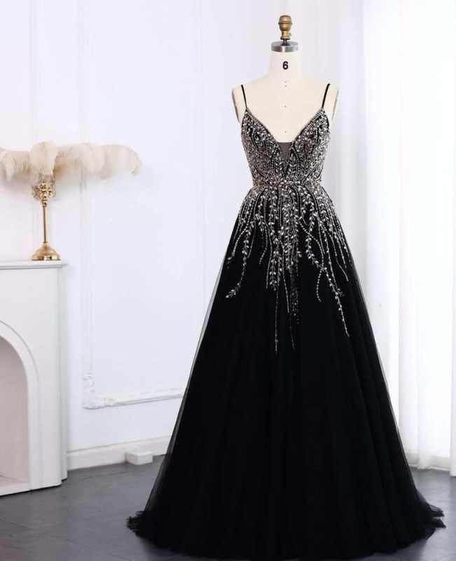 Luxury Women Evening Dresses Spaghetti Straps Sleeveless Crystal Glitter Bridal Wedding Party Prom Gowns Customized All Sizes
