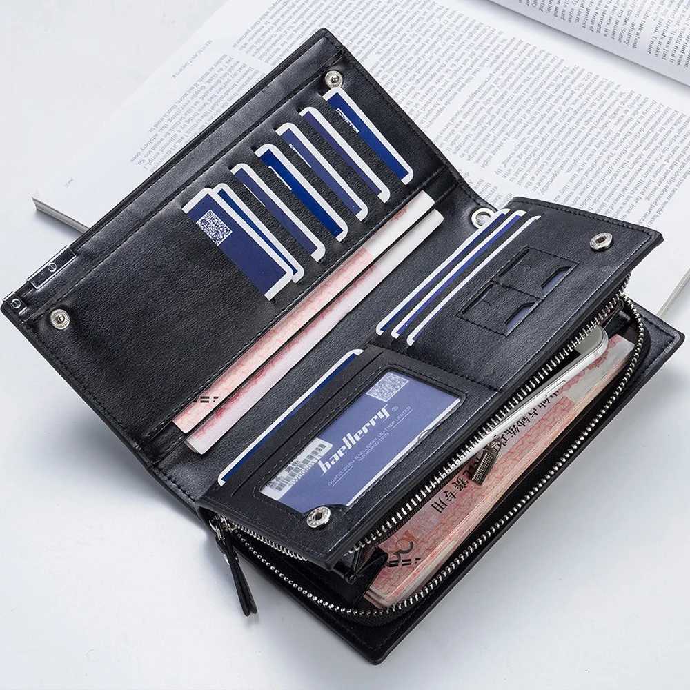 Executive PU Leather Long Wallet Large Capacity Zipper Closure with Passport Slot RFID Protection W250911