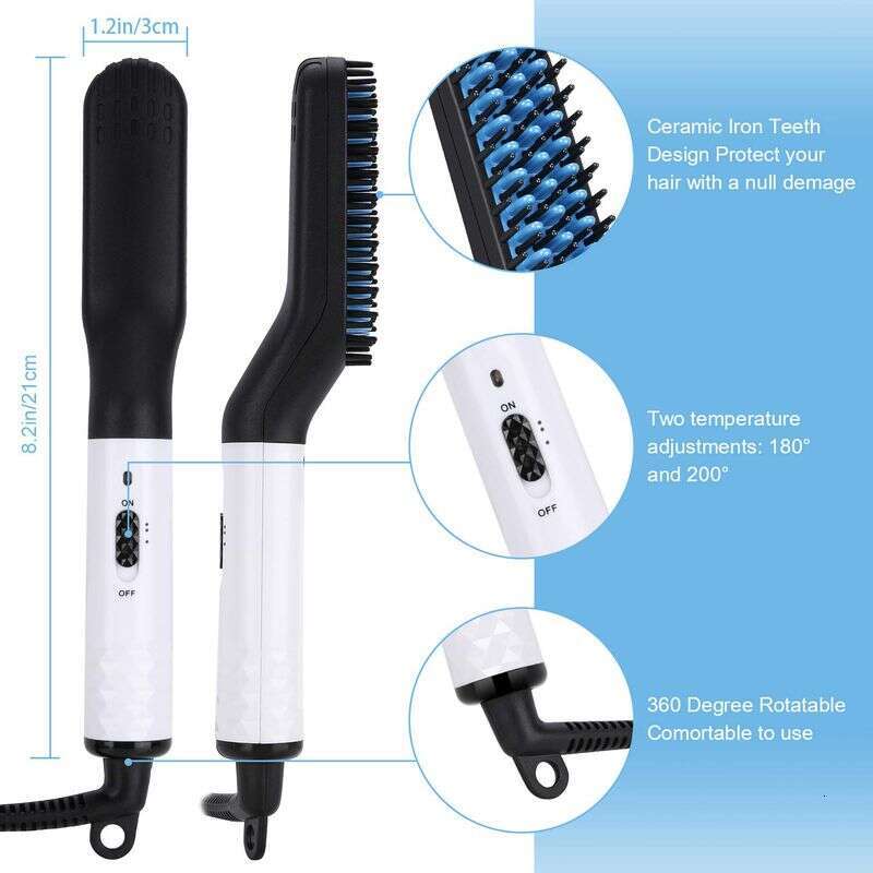 2024 Beard For Men Straightening Comb Hair Anti-Scald Ionic Straightener Brush