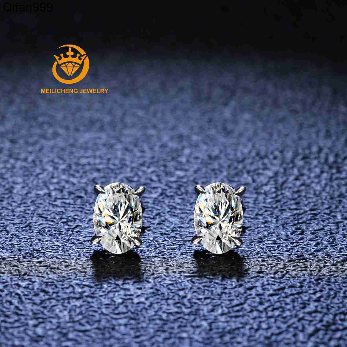 Real D Color GRA Moissanite Diamond 18k White Gold Plated 925 Sterling Silver Oval Cut Moissanite Stud Earrings for Women