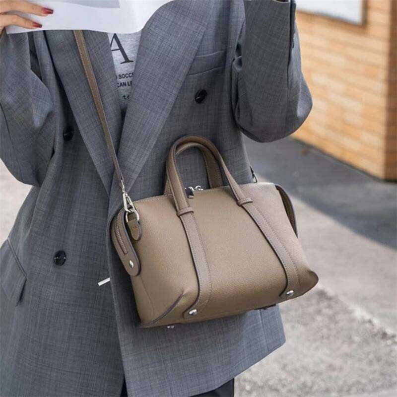 Burminsa Cowhide Genuine Leather Pillow Shoulder Bags For Women Designer Crossbody Satchel Top Handle Work Handbags