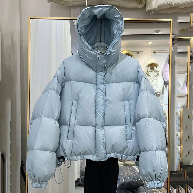 2025 New Winter Thickened Elegance Women Short Hooded Loose White Duck Solid Color Women's Down Jackets H552