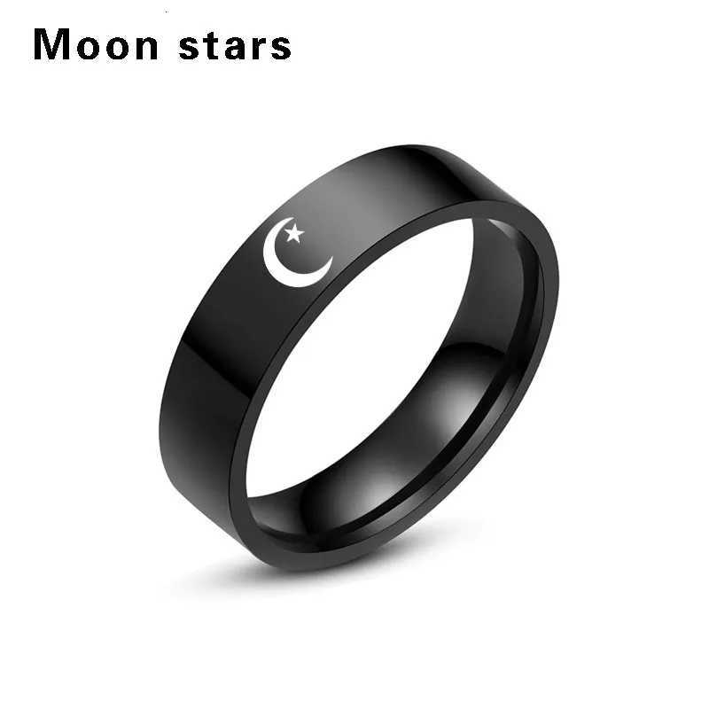Fashion Style Jewellery Moon Star Sun Couple Rings Lovers Rings for Women Men Classic Black Color Stainless Steel Gift Accessori W250911