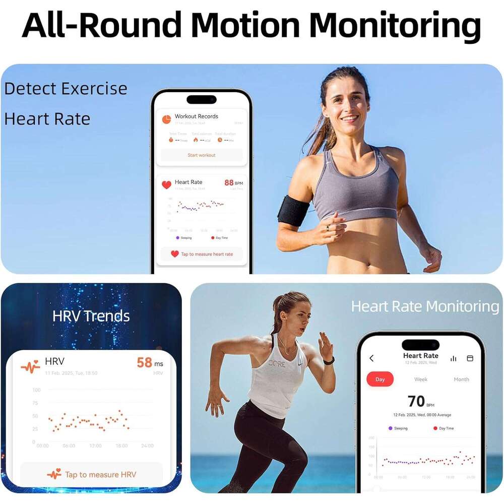 TIAZUUX Smart Ring for Women&Men-Activity/Sleep/Heart Rate/HRV/Stress/Women's Health Tracker-IP68 Waterproof/Wearable-No Subscription Fee Require