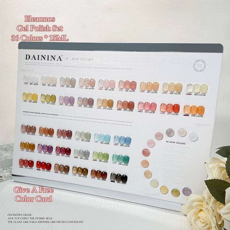 Eleanuos Summer Jelly Ice Color Polishing 36Pcs Mixed Varnish Gel Durable Primer Finish Jade Grease Cream UV LED Nail Salon