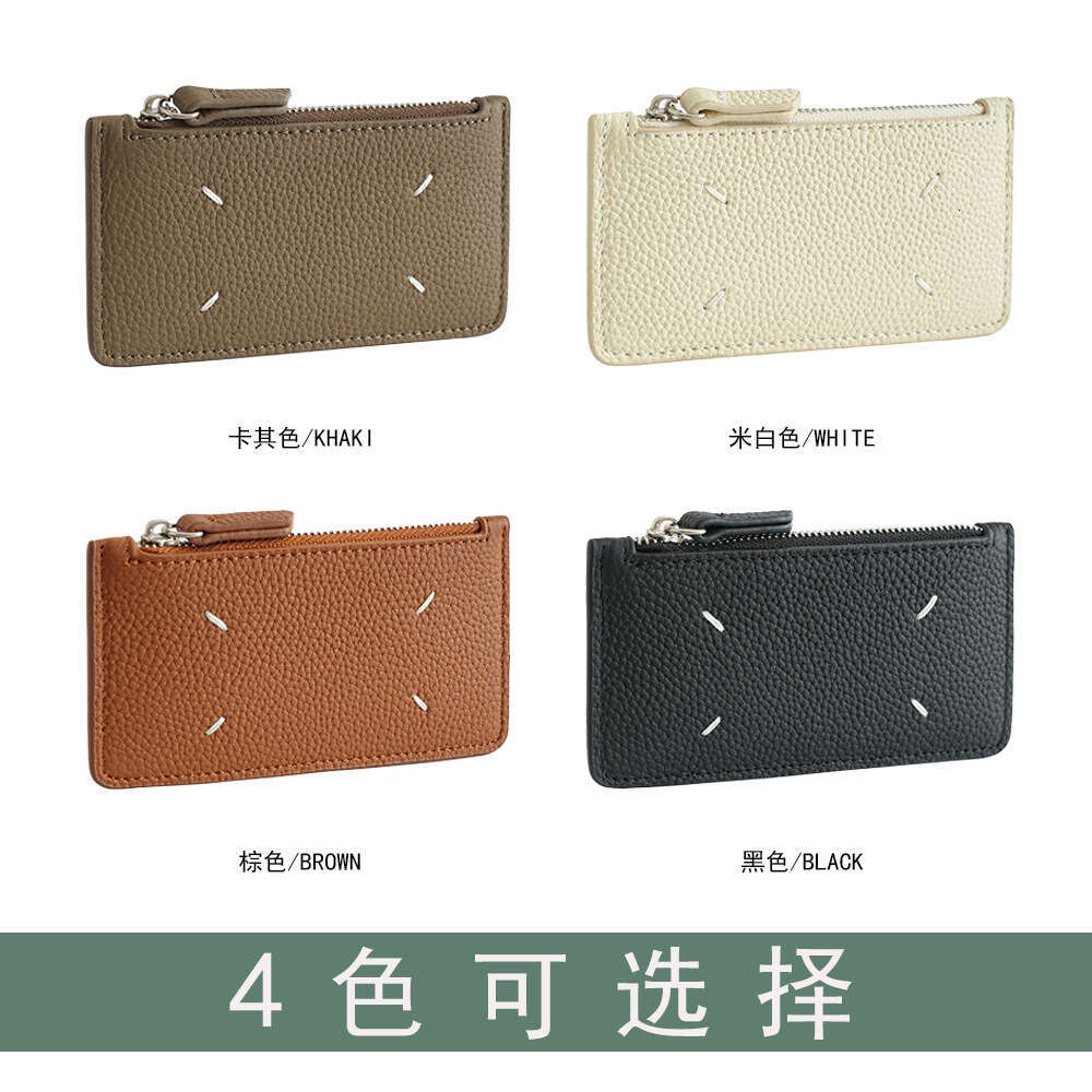 Women's Genuine Leather Card Holder Ultra-thin Compact Japanese and Korean Style Multi-card Slot Small Wallet Top Layer Cowhide Zipper Coin Purse