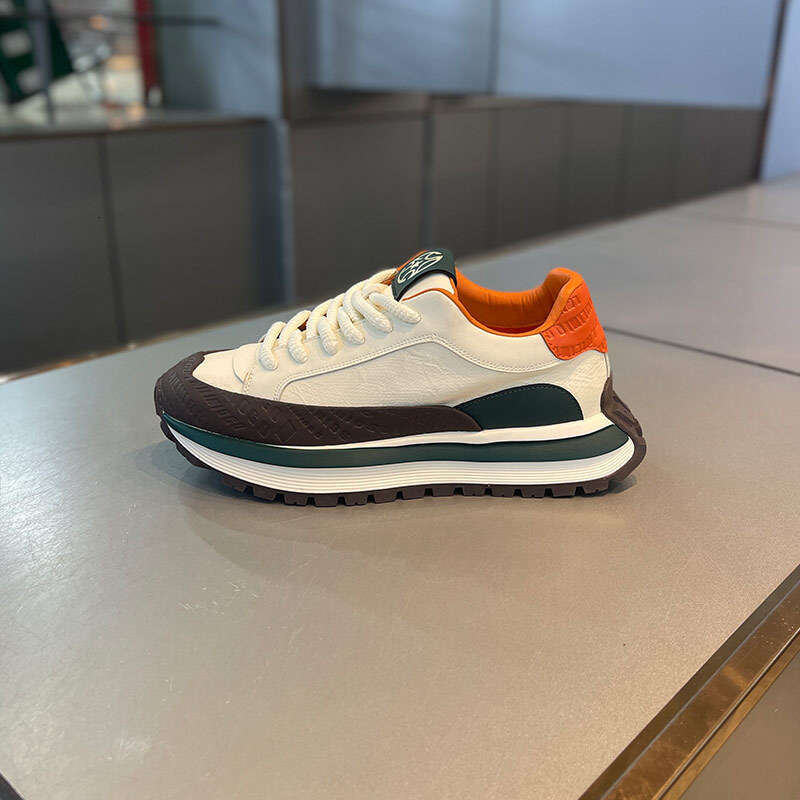 Men's Spring and Autumn New Fashion Thick-Soled Leather Dad 2025 Trend Soft-Soled Height-Increasing Comfortable Sports Casual Shoes