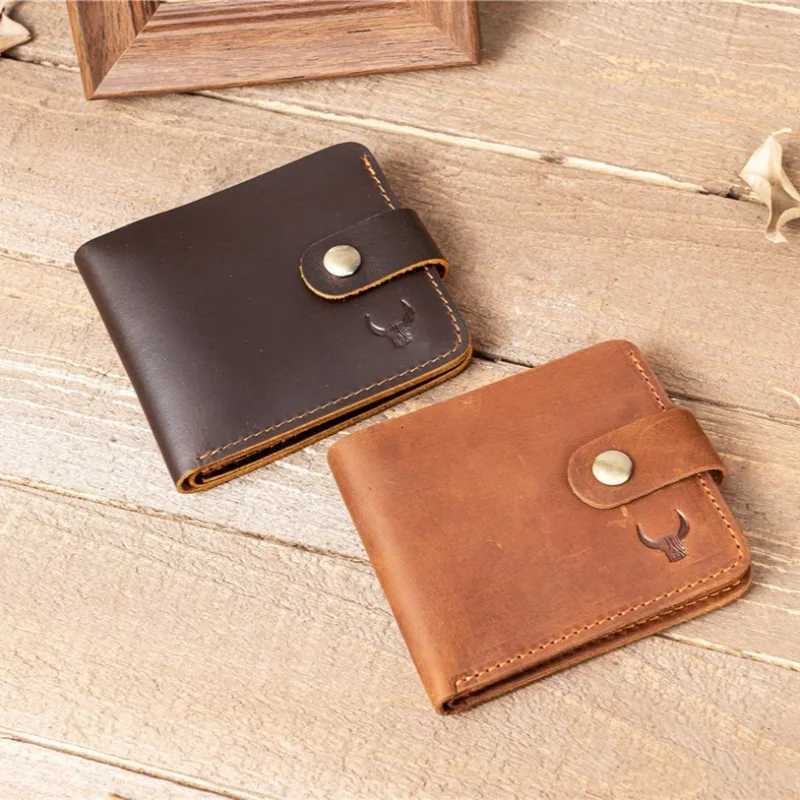 RFID Blocking Mens Oil Wax Skin Wallet Man Vintage Cow Genuine Leather Wallet Male Handmade Billfold Coin Purse Short Wallet W250911