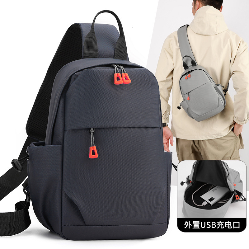 Trendy Free Shipping Simple Men S Chest Bag Multi Functional USB Charging Handheld Shoulder Bag Designer Bag Large Luxury Bag Capacity Sports Cycling 
