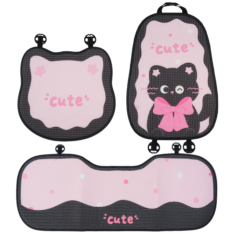 Fashion Cartoon Cat Car Seat Cover Cushion Women's Auto Interior Decoration Black Pink Seat Dust Protector Four-season Universal 250910