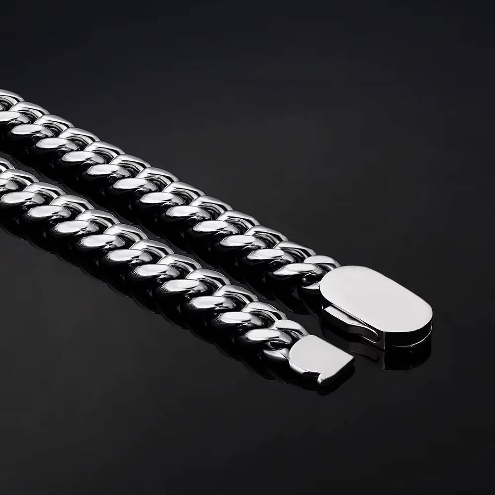 18K PVD Gold Plated Jewelry Wholesale 8MM Miami Curb Cuban Link Chain 316L Stainless Steel Bracelet Necklace for Men Women