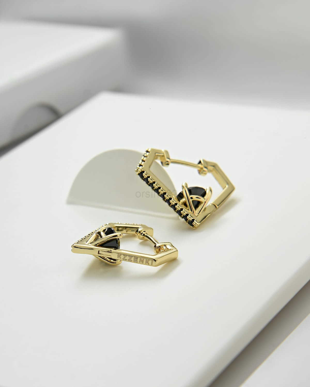 Hoop Earrings for Women Men 14K Gold Plated Cubic Zirconia Cuff Earrings Stud Jewelry GiftW250911