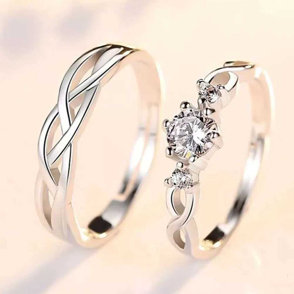 1 Pair Twist Copper Plated Platinum Resizeable Couple Rings Men Women Adjustable Overlap Opening Finger Jewelry W250911