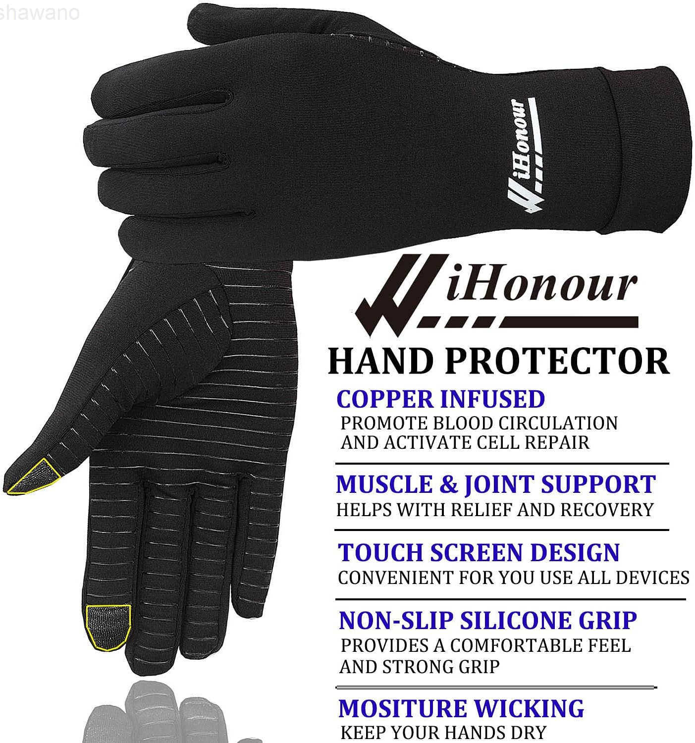 2Pairs Pack Copper Full Finger Compression Gloves Copper Arthritis Gloves for Women Men Relieve Pain from Arthritis Pain Swelling and Rheumatoid and E