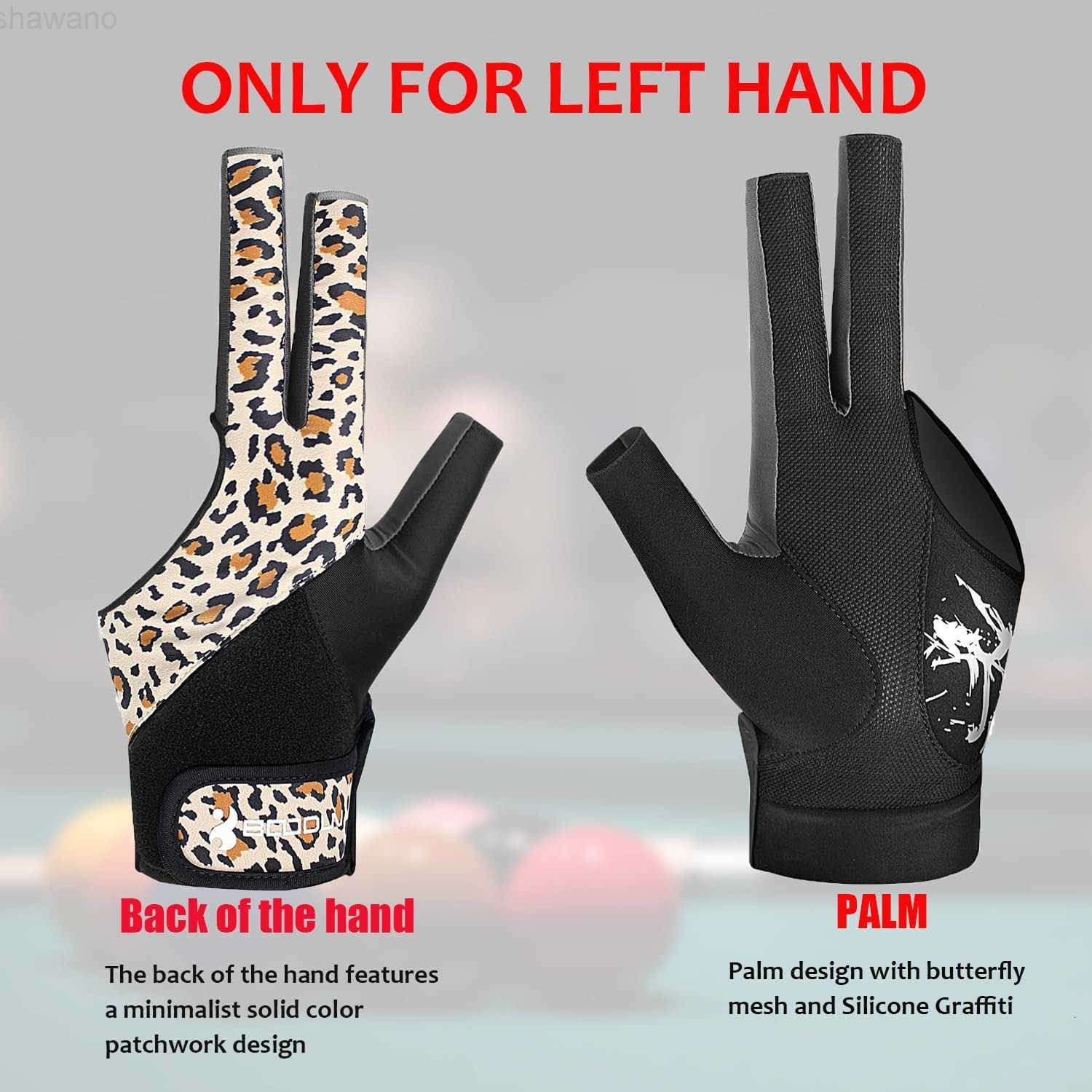 Billiard Pool Gloves for Left Hand 3 Finger Splicing Process Snooker Cue Sport Glove Popular Sizes for Men WomenW250911
