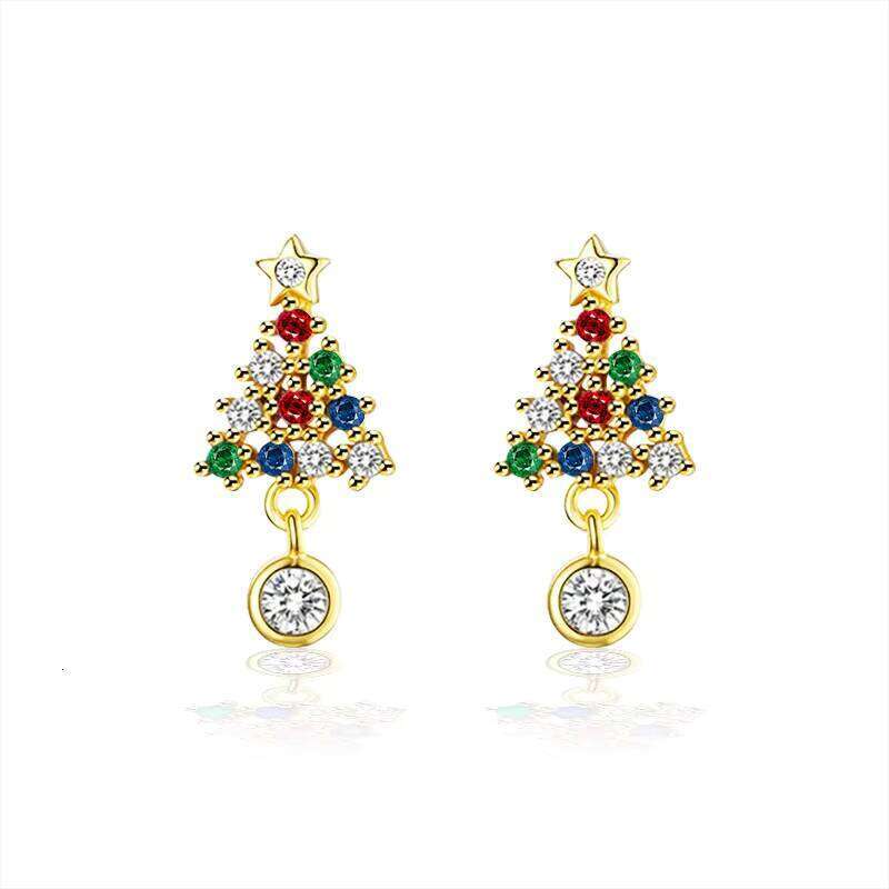 Sterling Sier Fine Stud Earrings Elegant Christmas Tree Jewelry Moissanite Colorful Dia Gold Inspired 'Little Red